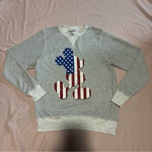 Disney Gray Crewneck with Patriotic 4th of July Mickey Mouse